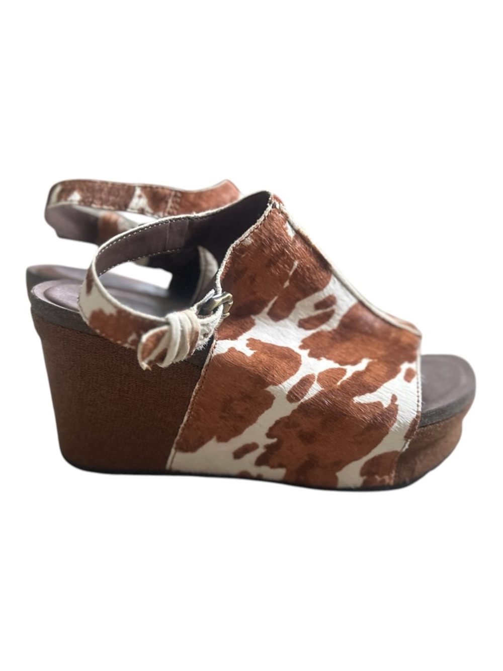 Cow Print Platform Sandals Brown & White Size 9.5